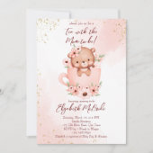 Invitation Tea party baby shower rose teint dans une tasse (Devant)