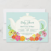 Invitation Tea Party Baby shower théière (Devant)