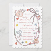 Invitation Tea Party Baby shower Whimsical tiré à la main (Devant)