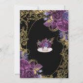 Invitation Tea Party d'Ancien Or Floral Profond violet (Dos)