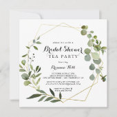 Invitation Tea Party de Fête des mariées Tropicale d'or géomé (Devant)