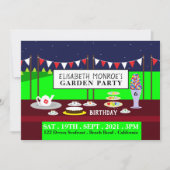 Invitation Tea Party de jardin, fête d'anniversaire (Devant)