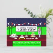 Invitation Tea Party de jardin, fête d'anniversaire (Debout devant)