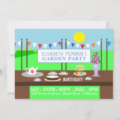 Invitation Tea Party de jardin, fête d'anniversaire (Devant)