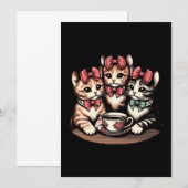 Invitation Tea Party de Kittens vintage (Devant / Derrière)