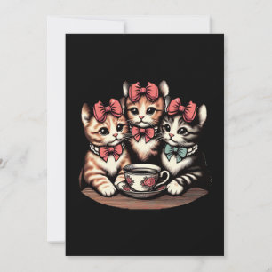 Invitation Tea Party de Kittens vintage