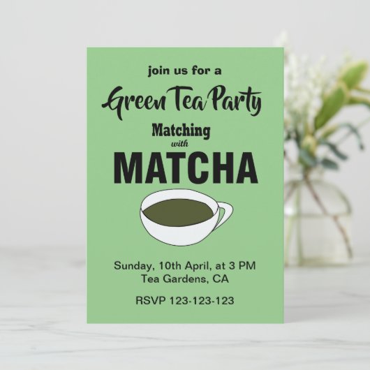Invitation Tea Party de Matcha Green (Debout devant)
