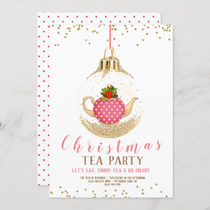Invitation Tea Party de Noël rose