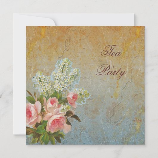 Invitation Tea Party de rose victorienne (Devant)
