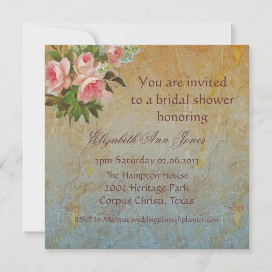 Invitation Tea Party de rose victorienne (Devant)