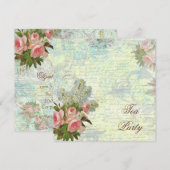 Invitation Tea Party de rose victorienne (Devant / Derrière)