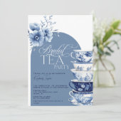 Invitation Tea Party Dusty Blue Chinoiserie Douche (Debout devant)