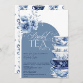 Invitation Tea Party Dusty Blue Chinoiserie Douche (Devant / Derrière)