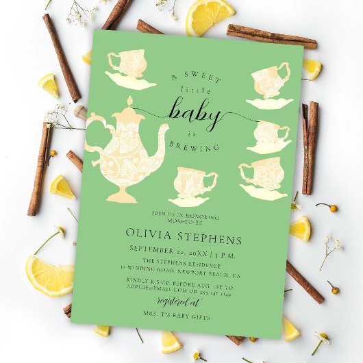 Invitation Tea Party Elegant Boho Lace Baby shower neutre