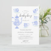 Invitation Tea Party Élégant Boho Lace Set Baby Boy Douche (Debout devant)