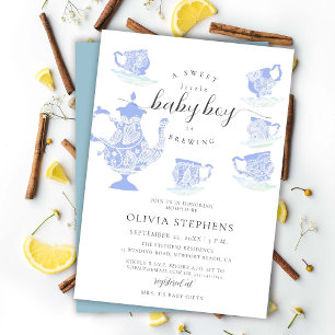 Invitation Tea Party Élégant Boho Lace Set Baby Boy Douche