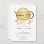 Invitation Tea Party Elégant Rose d'or moderne Baby shower (Devant)