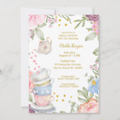 Invitation Tea Party Élégante Fête des mariées verte rose (Devant)
