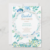 Invitation Tea Party Fête de l'mariée florale bleue (Devant)
