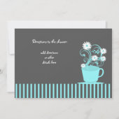 Invitation Tea Party Fête des mariées Aqua et ardoise (Dos)