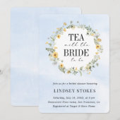 Invitation Tea Party Fête des mariées bleue Fleur sauvage jau (Devant / Derrière)