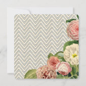 Invitation Tea Party Fête des mariées Chevron Stripes Rose (Dos)