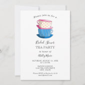 Invitation Tea Party Fête des mariées Élégante Teacups simple (Devant)