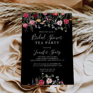 Invitation Tea Party Fête des mariées Fleur sauvage multicolo