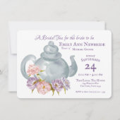 Invitation Tea Party Fête des mariées Floral Thé pot (Devant)