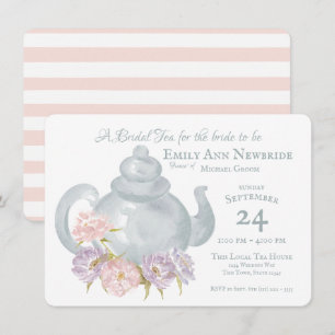 Invitation Tea Party Fête des mariées Floral Thé pot Invitati