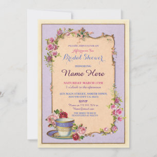 Invitation Tea Party Fête des mariées jardin Teacup Invitatio