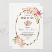 Invitation Tea Party Fête des mariées or rose pâle (Devant / Derrière)
