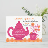 Invitation Tea Party Fête des mariées rose et orange (Debout devant)