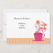 Invitation Tea Party Fête des mariées rose et orange (Dos)