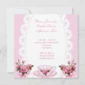 Invitation Tea Party Fête des mariées Rose Rose Teapot 4 (Dos)