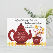 Invitation Tea Party Fête des mariées rouge et jaune (Debout devant)