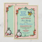 Invitation Tea Party Fête des mariées Teapot Wonderland Invit (Devant / Derrière)