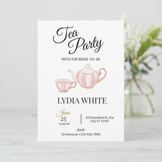 Invitation Tea Party Fête des mariées Thé nuptiale douche (Debout devant)