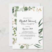 Invitation Tea Party Fête des mariées vert d'or géométrique (Devant)