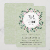 Invitation Tea Party Floral Wreath Sage Rustique Fête des mar (Devant / Derrière)