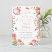 Invitation Tea Party Girl Par tea rose Whimsical Anniversaire (Debout devant)
