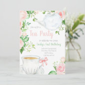 Invitation Tea Party Girls Anniversaire Invitation, Teapots (Debout devant)