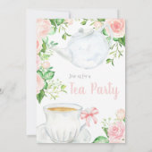 Invitation Tea Party Girls Anniversaire Invitation, Teapots (Dos)