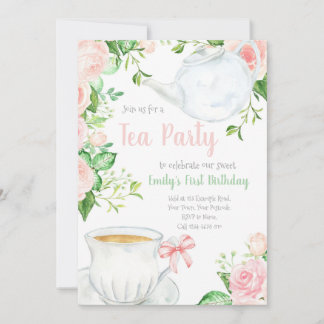 Invitation Tea Party Girls Anniversaire Invitation, Teapots