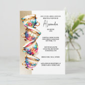 Invitation Tea party haute teups fleuris été fleurs chic (Debout devant)