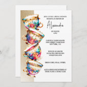 Invitation Tea party haute teups fleuris été fleurs chic (Devant / Derrière)