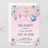 Invitation Tea Party, Invitation Anniversaire (Devant / Derrière)