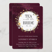 Invitation Tea Party Jaune Fleur sauvage Bourgogne Fête des m (Devant / Derrière)