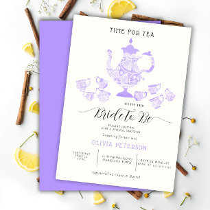 Invitation Tea Party Lavender Boho Chic Lace Fête des mariées