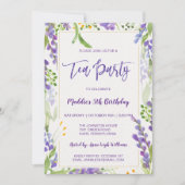 Invitation Tea Party Lavender Floral & Gold Birthday Girl (Devant)